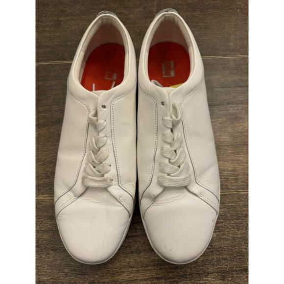 Fitflop Tennis Shoes Rally Casual Sneakers White Leather Low Top X22-194 Size 11 - Picture 1 of 8